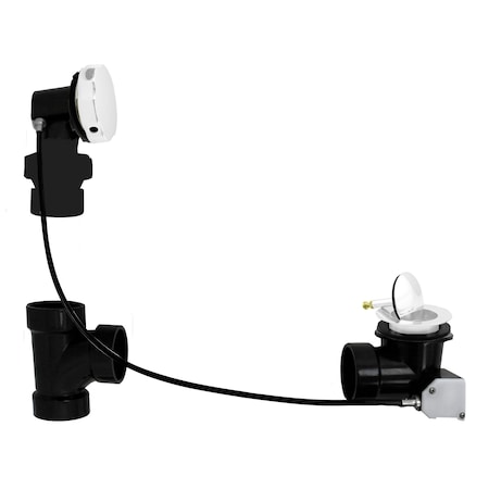 Westbrass Sch. 40 ABS 35" Cable Drive Bath Waste, Ball Joint Head in Powdercoated White D50A35BJ-50